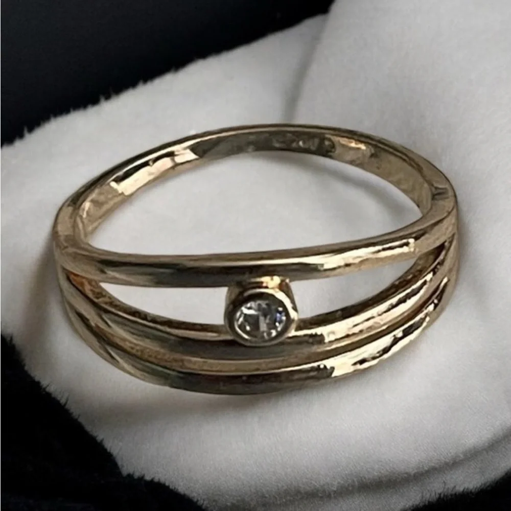 14K Gold Electroplated CZ Minimalist Ring